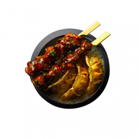 Brochettes poulet yakitori et gyosas